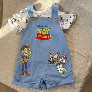 Disney Toy Story Blue Overalls with Character T-Shirt 0-3M